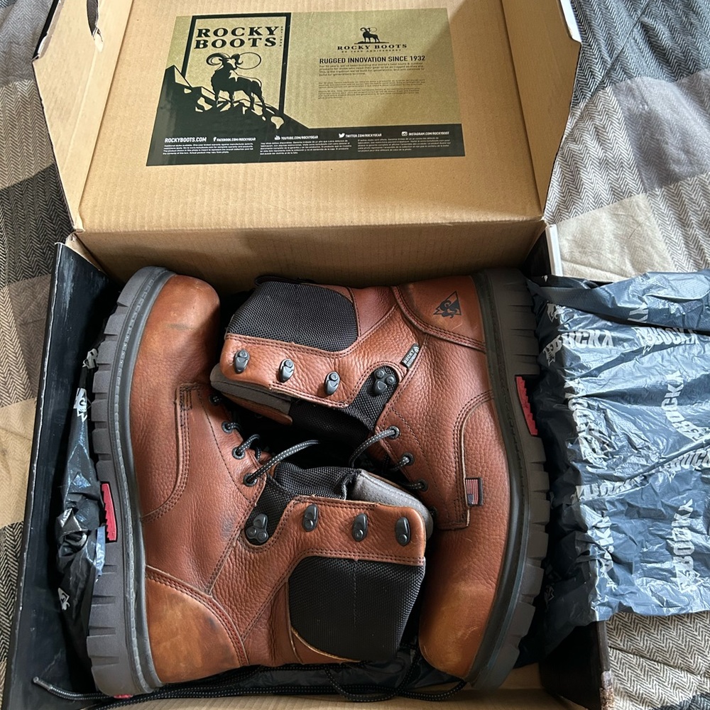 Men’s Rocky Boots Brown Composite Toe Oil & Slip Resistant Size 13 Worn Twice